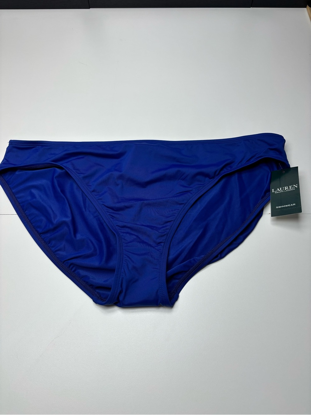 Lauren Ralph Lauren Beach Club Hipster Bikini Swim Bottom Blue NWT Honeymoon